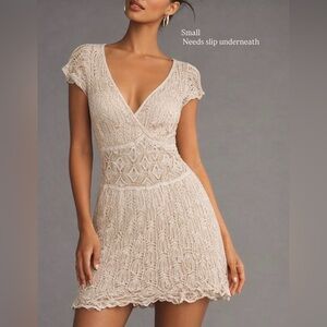 Elegant Cream knit Lace Dress size Small